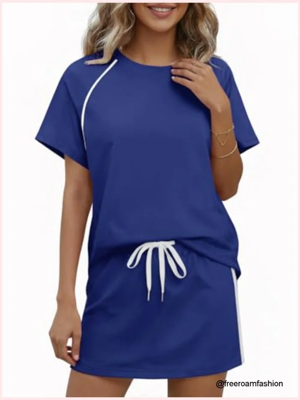 2 Piece Skirt Set Short Sleeve Top & Tennis Skort Lounge Matching Outfits